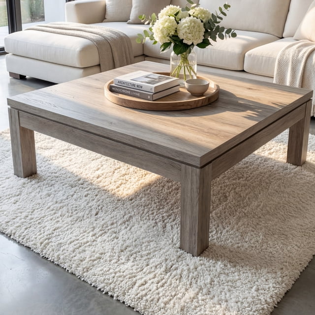 Mesa de Centro Nordic Grey Minimalista Gris Ceniza con Tablero Estructural - LEMICH