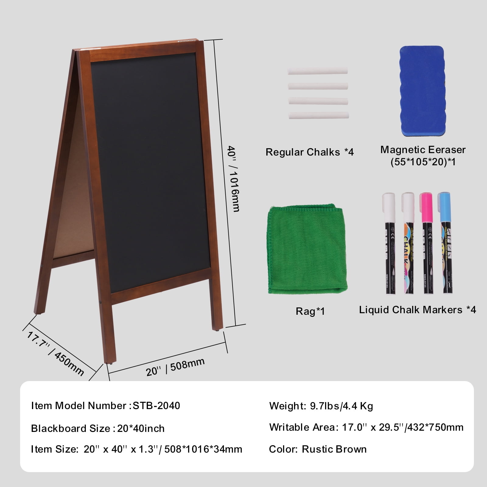 KFFKFF Magnetic Menu Display Easel Sign Chalkboard