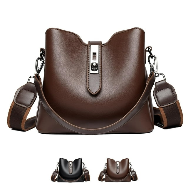 Huanglei Three Straps Bucket For Women Fashion Crossbody Bag With Generous Capacity & Sophisticated Solid Color Design