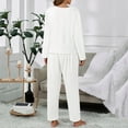 thumbnail image 3 of Women Casual Pajamas Sets Coral Long Sleeve Tops And Long Pants Letter Printing Sleepwear Two Piece Set Two Piece Long Pants Set for Women Women's Pajama Shorts Women Flannel Pajamas Cow Print Pajamas, 3 of 6
