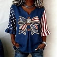 thumbnail image 2 of WEIWEN 4th of July V Neck Shirts for Women 2026 Casual American Flag USA Graphic Patriotic T-Shirt Memorial Tops Party Tees Blue, XL, 2 of 4
