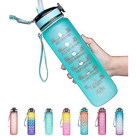 Water Bottle With Time Marker 1l Leakproof With Straw And Filter Tritan ...