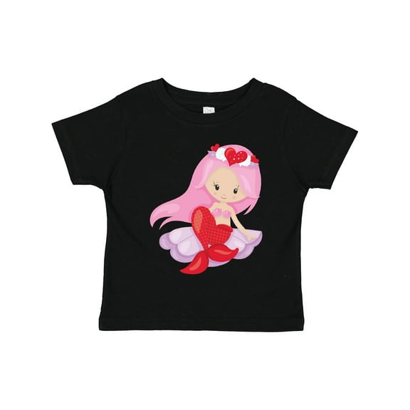 Inktastic Valentine's Day Mermaid, Cute Mermaid, Pink Hair Girls Toddler T-Shirt