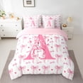 thumbnail image 2 of Homewish Letter A Monogrammed 7-Piece Twin Bedding Sets,Cute Bow Tie Bedding Comforter Set,Pink Loves Pattern Sheet Sets For Girls,Microfiber Room Decorative Reversible, 2 of 8