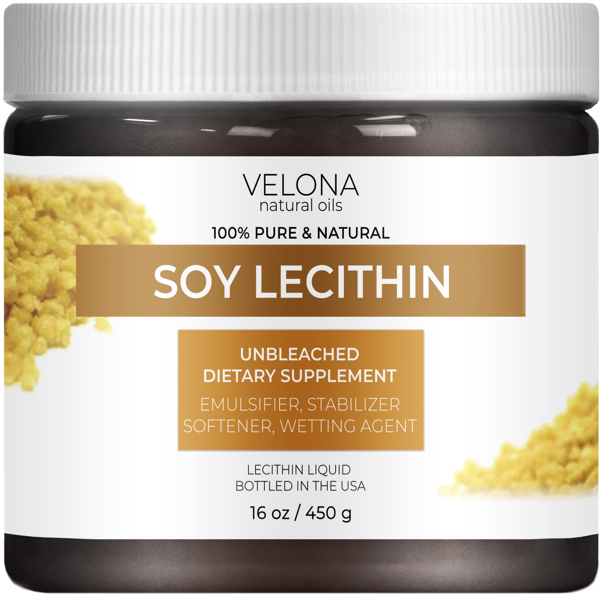Soy Lecithin by Velona 16 oz Unrefined, Cold Pressed Face, Hair