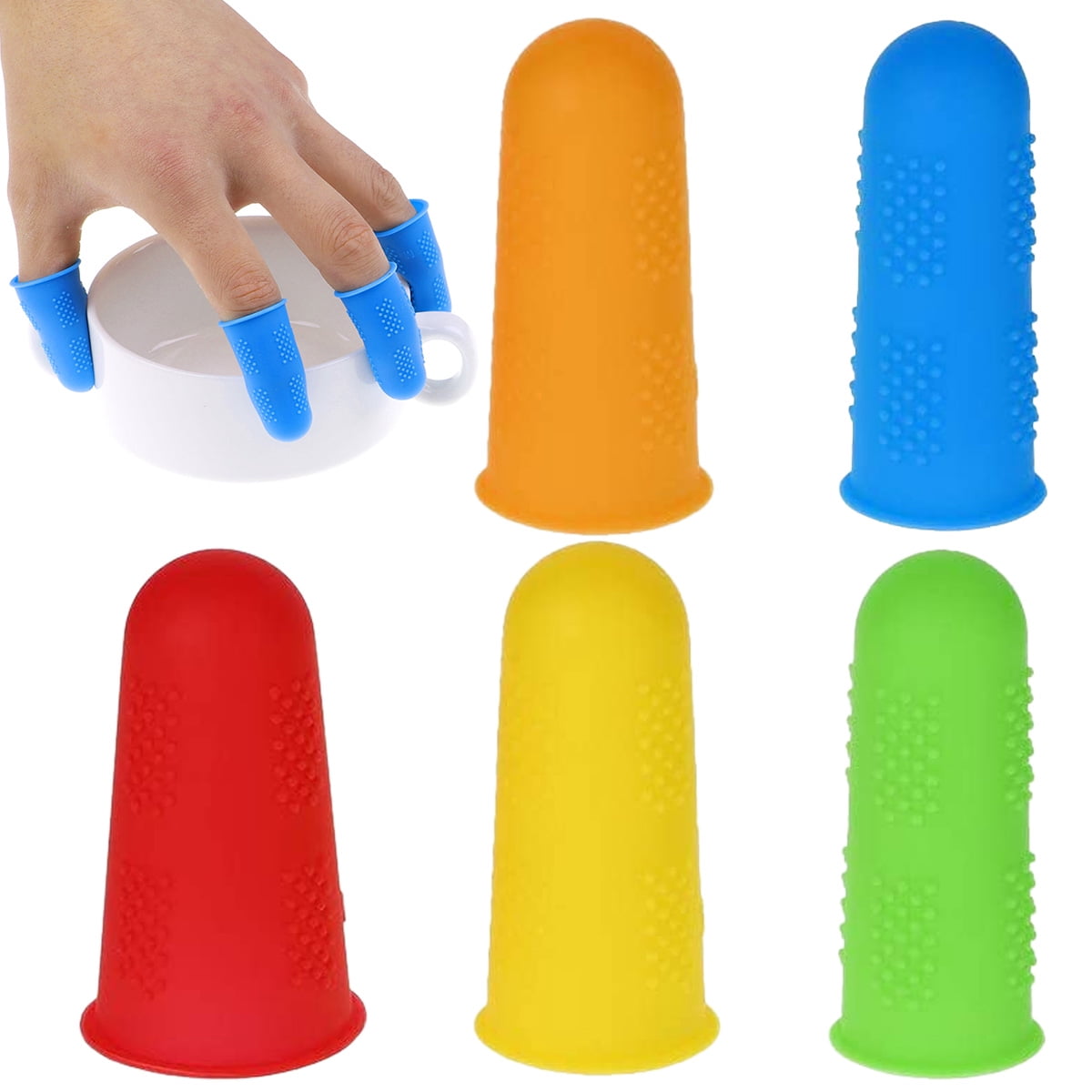 MTFun 3/5pcs Finger Protectors Silicone Sleeve Covers AntiCut Finger