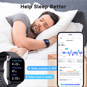 TOOBUR Smart Watch, Answer/Make Calls, 2.01HD Touchscreen IP68 Waterproof, Fitness Smartwatch for Women Men Compatible Android iPhone, Black