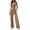 Khaki, variant on PRETTYGARDEN 2 Piece Sets for Women Summer Spring Lounge Set Matching V Neck Tops Wide Leg Pants Airport Travel Outfits