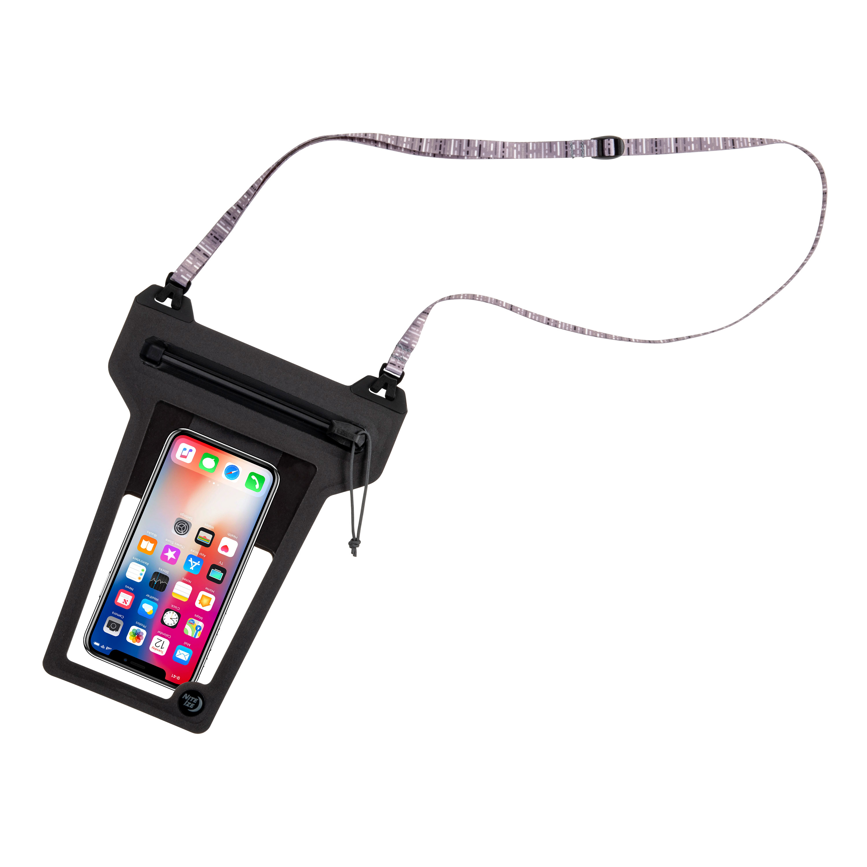 Nite Ize RunOff Waterproof Phone Pouch with Lanyard and TRU Zipper, IP67 Universal Waterproof Case for iPhone 11/11 Pro Max/Xs Max/XR/X/8/8P Galaxy, Charcoal