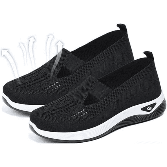 Orthopedic Slip-On Sneakers for Women Wide Width, Breathable Non-Slip Work Shoes for Nursing & Food Service, Lightweight Walking Shoes with Arch Support - Ideal Christmas/Birthday Gift