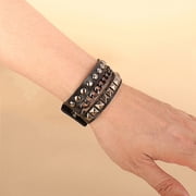 Sardfxul Punk Rock Cuff Wrap Leather Bracelet Chain Spike Rivets Bracelet Gothic Bracelets Multilayer Bracelet Jewelry Adjustable