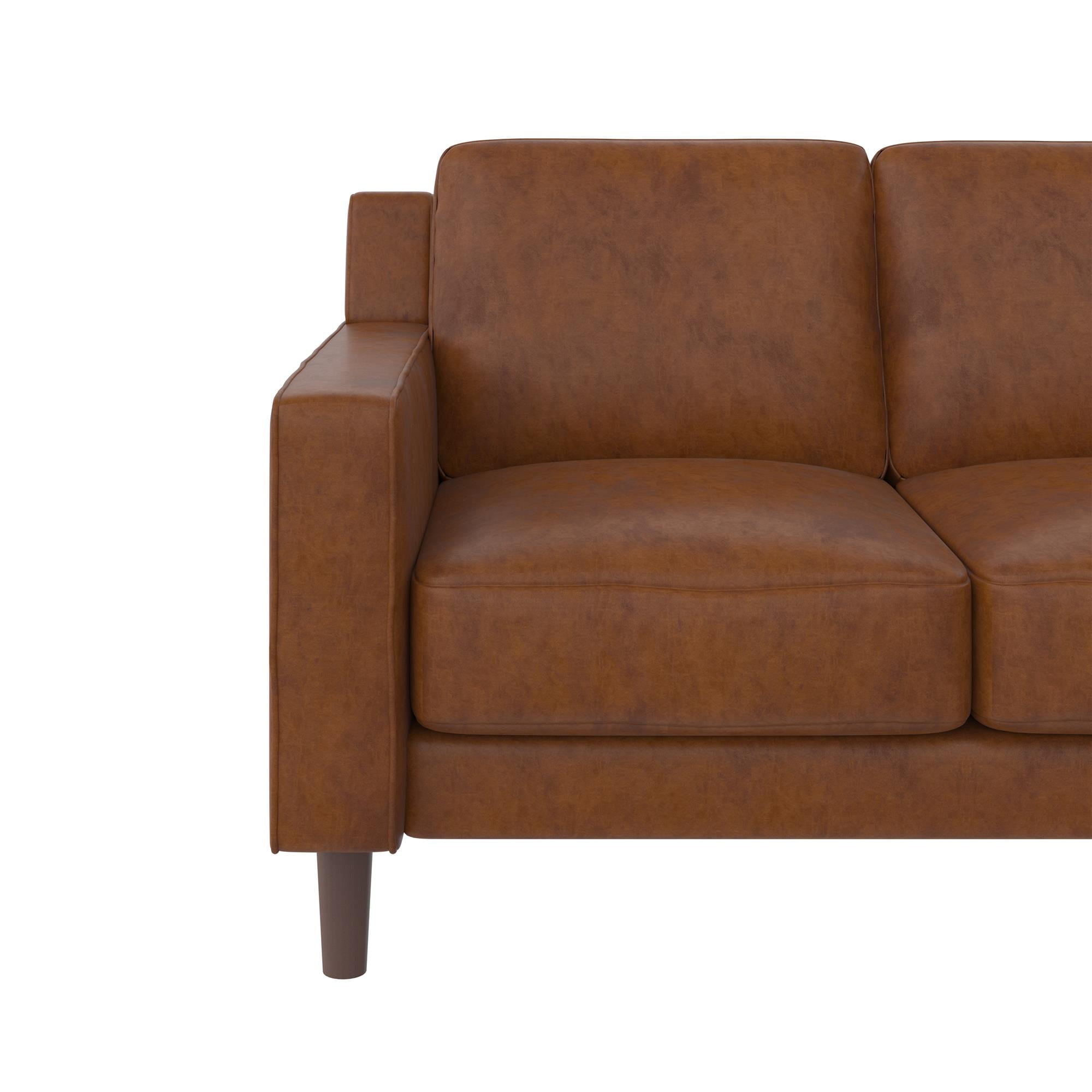 DHP Bryanna Loveseat 2 Seater Sofa , Camel Faux Leather