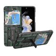 thumbnail image 1 of Funda de cuero genuino con textura Mahjong y soporte para Samsung Galaxy Z Flip5 (azul), 1 of 5