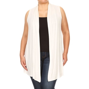 Women's Plus Size Solid Vest Cardigan