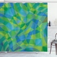 thumbnail image 1 of Polygons Shower Curtain, Mosaic Look Geometric Wavy Design Pattern in Nature Colors Modern Art, Fabric Bathroom Set with Hooks, 69W X 70L Inches, Green and Sea Blue, by Ambesonne, 1 of 3