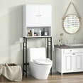 thumbnail image 2 of Giantex Over The Toilet Storage Cabinet, Freestanding Above Toilet Rack w/Adjustable Shelf & Bottom Bar, White, 2 of 9