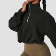 thumbnail image 4 of JGGSPWM Women's 2023 Sweatshirt Half Zip Pullover Tops Oversized Long Sleeve Plain Casual Sweatshirts Fall Clothes Black S, 4 of 9