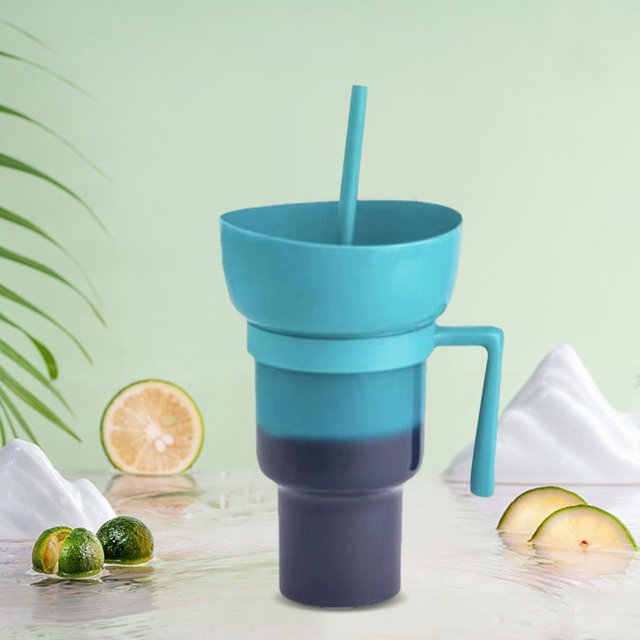 Snack Bowl Drink Cup con pajita de gran capacidad Drink Snack Bowl para Cinema Beach