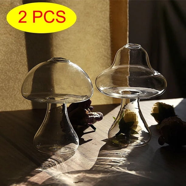 Jarrón de vidrio en forma de seta para plantas hidropónicas, artesanías de vidrio creativas, decoración para el hogar, sala de estar, jarrón de vidrio, macetas de flores para plantas