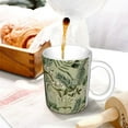thumbnail image 3 of Yiaed Tropical Plants Green Print Ceramics Coffee,Large Handle Design,Extra Large Tea and Coffee Cup for Office and Home Mugs, 3 of 6