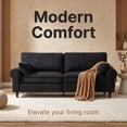 thumbnail image 4 of CQSXDA 80.7 Inches 2-Seater Iron and Wood Frame Corduroy Loveseat Sofa with Rolled Armrests  for Modern Living Room and Small Spaces, Black, 4 of 12