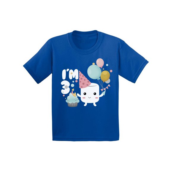 Awkward Styles Marshmallow Toddler Shirt for Kids I am 3 Shirts Tshirt for Boys Cute Tshirt for Girls Marshmallow B Day Gifts for 3 Years Old Toddler Shirt Kids Party Marshmallow Birthday