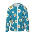 thumbnail image 2 of Uemuo Daisies Flowers Pattern Women's Full Zip UPF 50+ Sun Protection Hoodie Jacket Long Sleeve Sun Shirt Hiking Outdoor Performance with Pockets-Small, 2 of 9