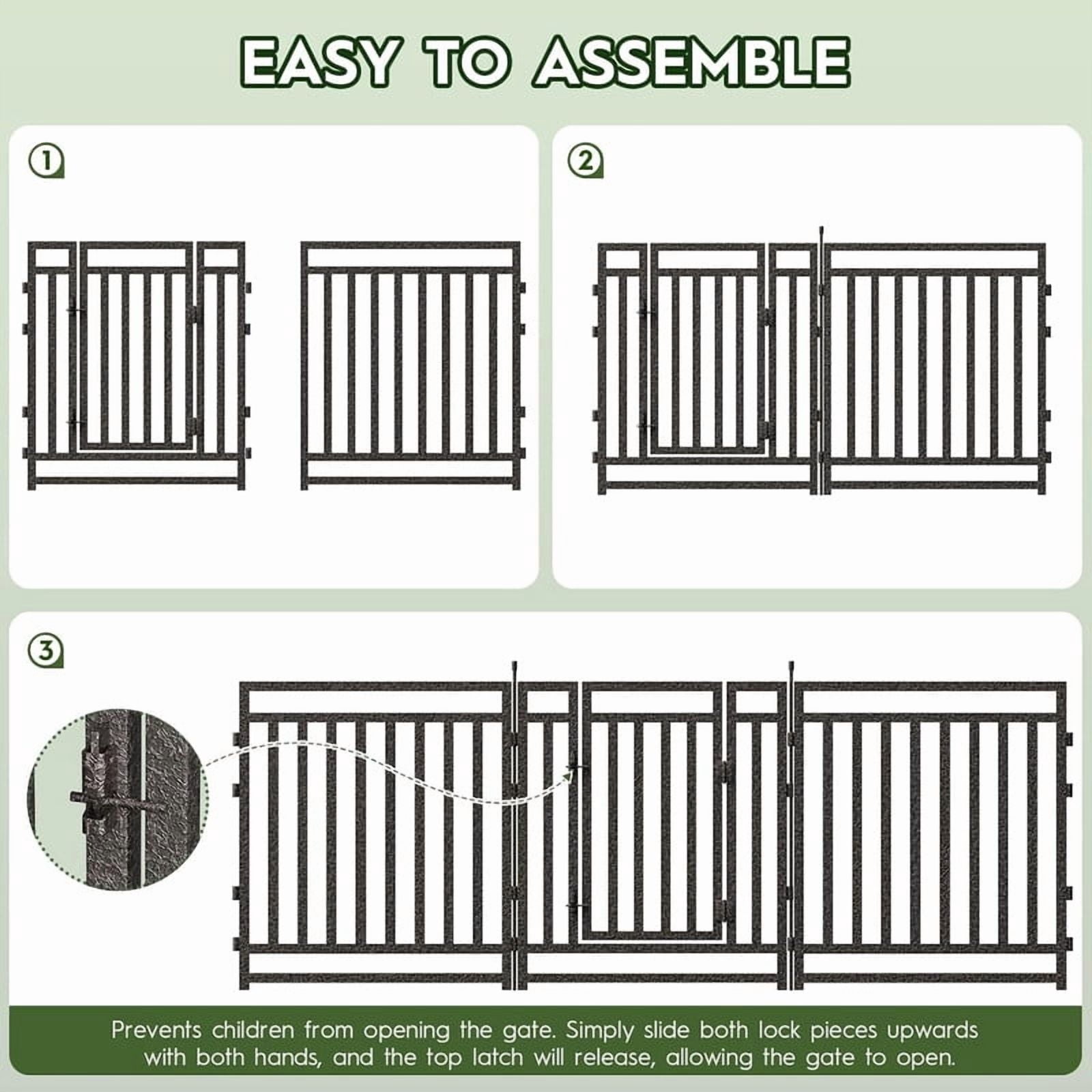 SPZONE 40 in H x 72 ft L Outdoor Garden Fence with Gates, 28 Panels + 4 Gates, Weather-Resistant Yard Barrier for Privacy & Decoration, Black/Silver