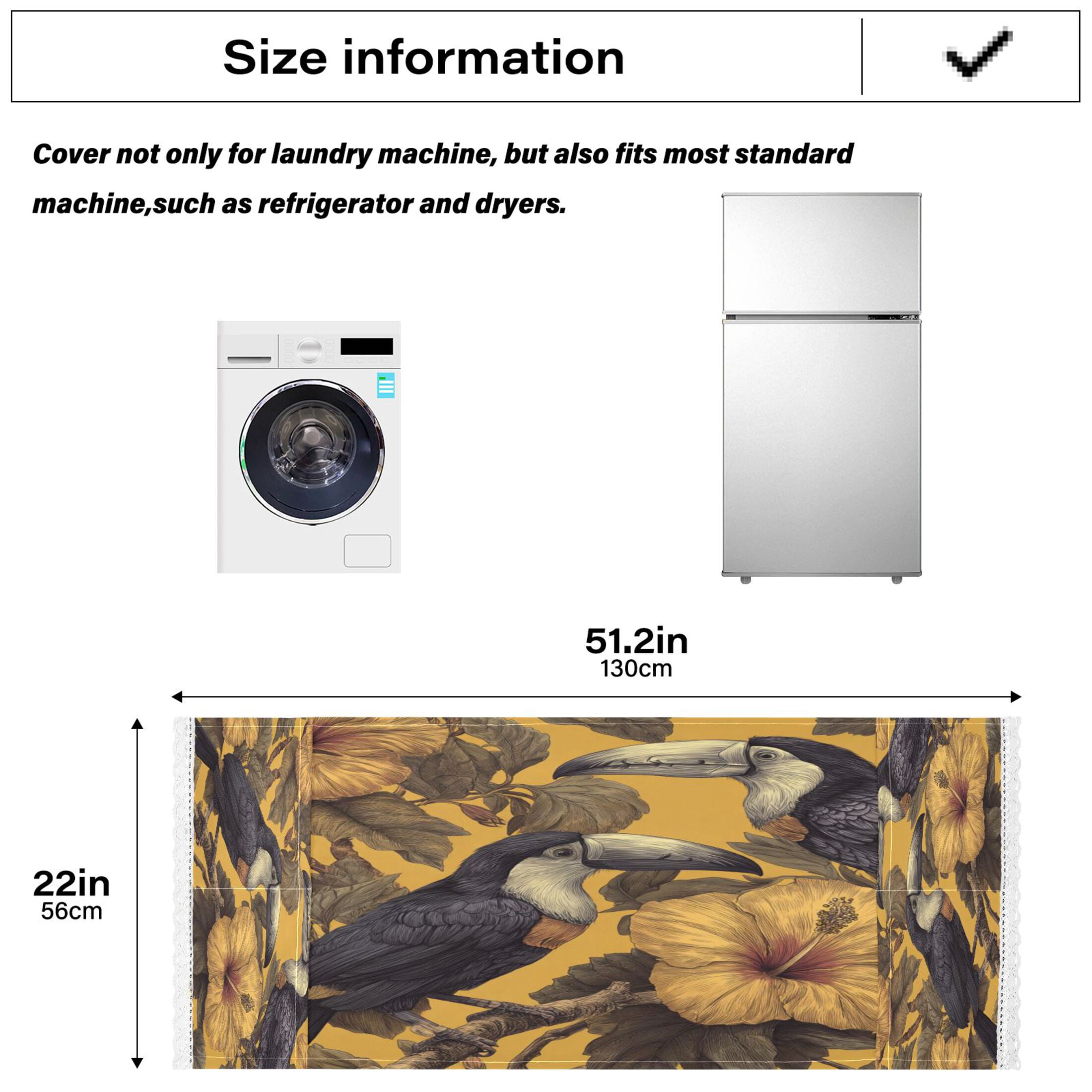 Wobogo Toucan and Hibiscus Washing Machine Cover Dustproof Washer Dryer Cover Waterproof Laundry Room Decorative Protector