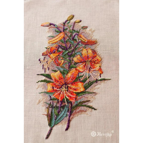 Merejka Counted Cross Stitch Kit Vintage Lilies