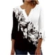 thumbnail image 1 of Blusa de verano para mujer con estampado de pliegues sexy y mangas 3/4 con cuello en V y botones OAVQHLG3B Store  lin121212, 1 of 5