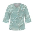 thumbnail image 4 of Blczomt Tops for Women V Neck 3/4 Sleeve Spring Summer Shirt Casual Blue Formal Dressy Women Blouses, 4 of 5