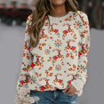 thumbnail image 1 of Suéter de cuello redondo con estampado de elementos de estilo navideño para mujer, jersey nuevo de otoño 2023, top versátil y cómodo, 1 of 3