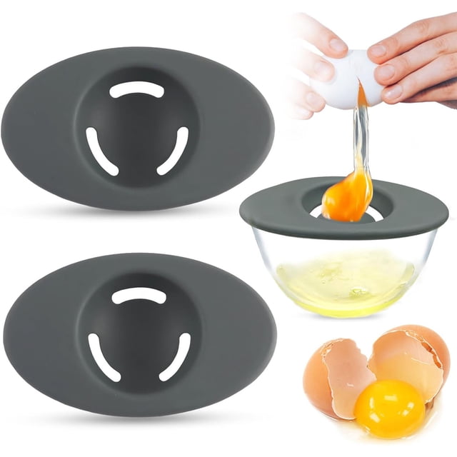 Oleegame 1PC 2PCS Silicone Egg Separators Food Silicone Egg White Separator 3 Slit Egg White Separator From Yolk For Baking Must Have Egg Separator Tool Set Of 2 Black