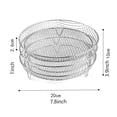 thumbnail image 5 of Hzsb 3-Layer Air Fryer Rack Set, Square Round Rectangle, Stainless Steel Dehydrator Rack with Silicone Feet, Anti-Scald Clip, Compatible 5-7.5L Air Fryers, 5 of 7