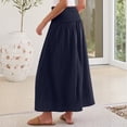 thumbnail image 5 of Maxi Skirts for Women Casual Boho Swing Pleated Beach Long Skirts Smocked Elastic High Waisted Skirts with Pockets M, 5 of 9