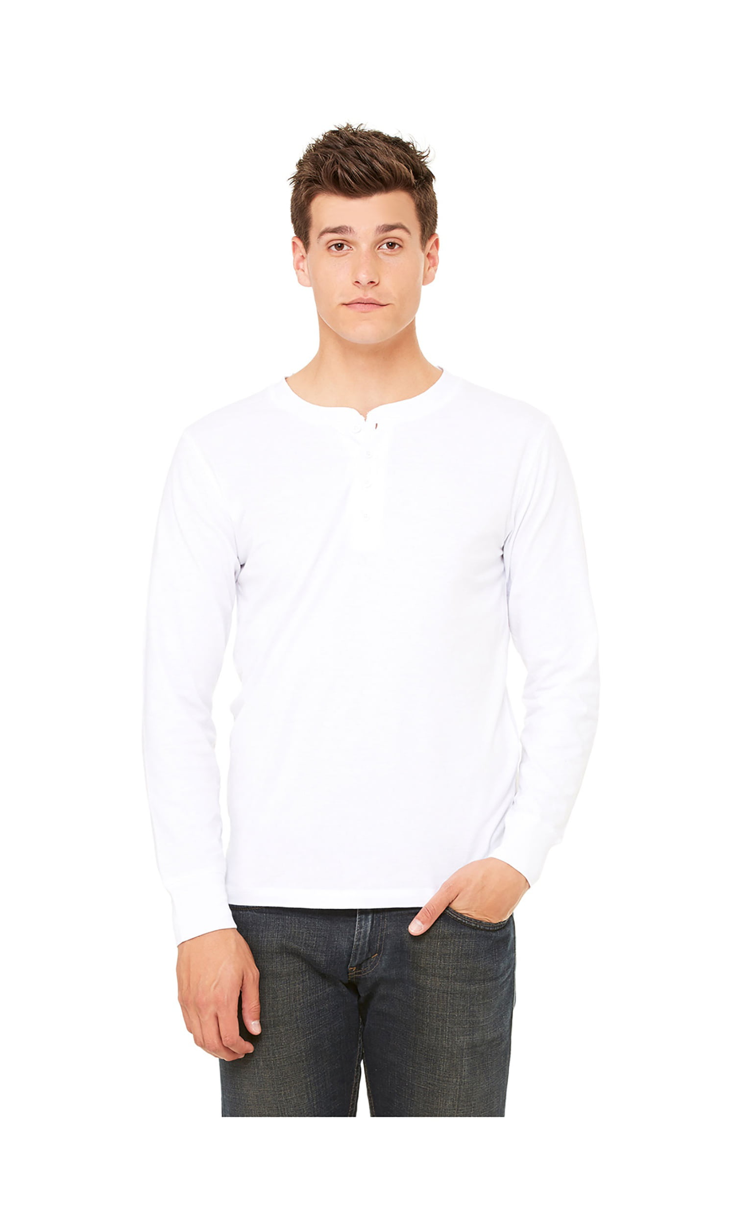 Bella Canvas Henley Men's Long Sleeve 100% Cotton Jersey T-Shirt 3150