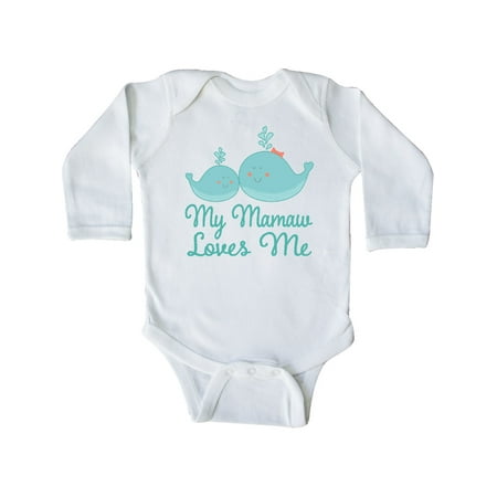 

Inktastic Mamaw Loves Me Whale Grandchild Gift Baby Boy or Baby Girl Long Sleeve Bodysuit