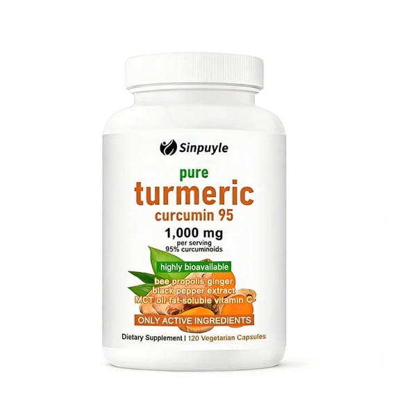 Highly Bioavailable Turmeric Curcumin 95 - 1000mg 95% Curcuminoids with Black Pepper & Ginger - 120 Vegetarian Capsules