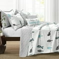 thumbnail image 2 of Rowley Birds Quilt Set, 7 Piece Set, King, Blue & Gray - Reversible Bird, 2 of 9