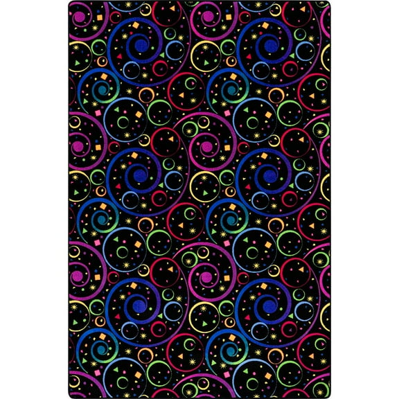 Joy Carpets Neon Lights Fun and Games 12' x 18' Area Rug in Color Fluorescent