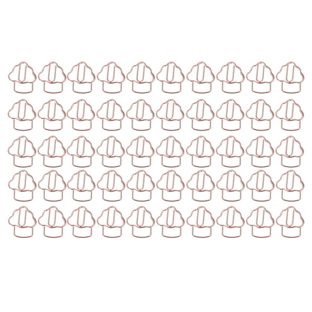 50 Pcs Pinces à Papier Forme de Crème Glacée Or Rose Antirouille Électroplaqué Mini Pinces à Papier en Métal pour Classification des Fichiers