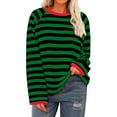 thumbnail image 2 of BLVB Womens Long Sleeve Tops Striped Shirt Women Oversized Crewneck Tops Loose Casual Pullover Fall Clothes, 2 of 5