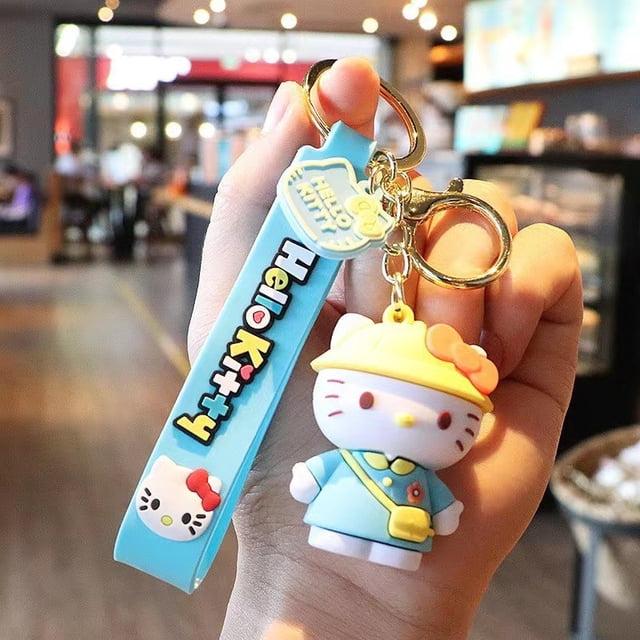 Lindo dibujo animado Hello kitty gato llavero 3d Pvc kawaii personaje llavero Anime llaveros anillo