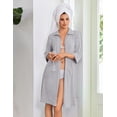 thumbnail image 3 of EKOUAER Zipper Robes for Women 3/4 Sleeve Housecoats Knee Length Bathrobe Lightweight Nightgown with Pockets, 3 of 6