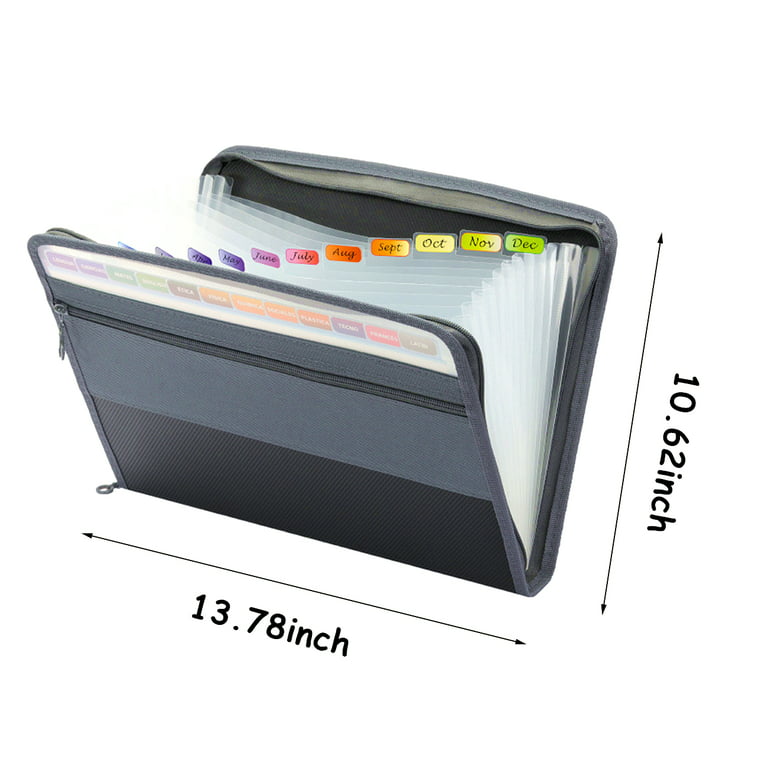 Expanding File Organizer with Sticky Label Accordion Paper Organizer  Document Holder Zip File Folder with Zipper Closure，Letter A4 Paper  Document