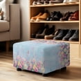 thumbnail image 4 of Xixirimido Butterfly Vibrant Flowers Pattern Ottoman Cover Rectangle Stretch Footrest Stool Cover for Storage Ottoman, Foot Stool Slipcover Protector with Nonslip Elastic Bottom, Small, 4 of 7