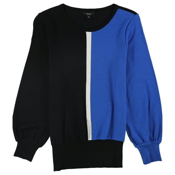 Alfani Womens Colorblocked Knit Sweater, Blue, X-Large