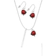 thumbnail image 2 of Delight Jewelry Silvertone I Believed I Could Thin Bar Red Lucky Ladybug Necklace and Dangle Earrings Set, 2 of 6