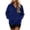 Blue, variant on Women's Quarter Zip Stand Collar Sweatshirt, Oversized Long Sleeve Pullover with Front Kangaroo Pocket, Solid Loose Fit Casual Top